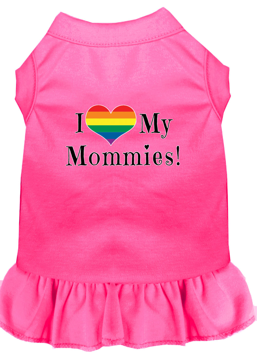 I Heart my Mommies Screen Print Dog Dress Bright Pink XS